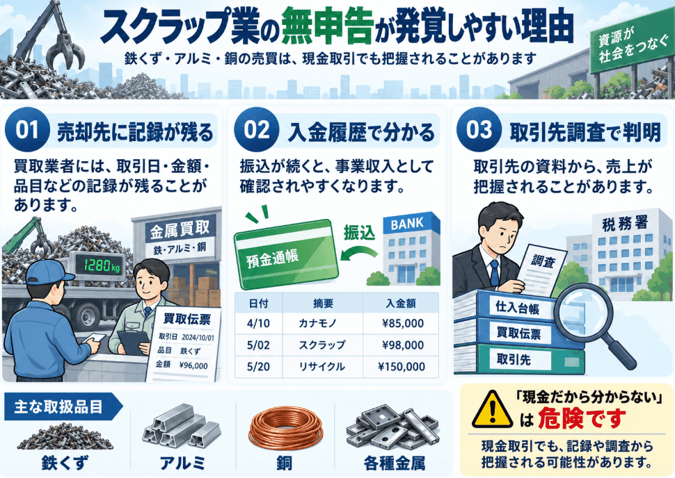 スクラップの無申告が発覚しやすい理由